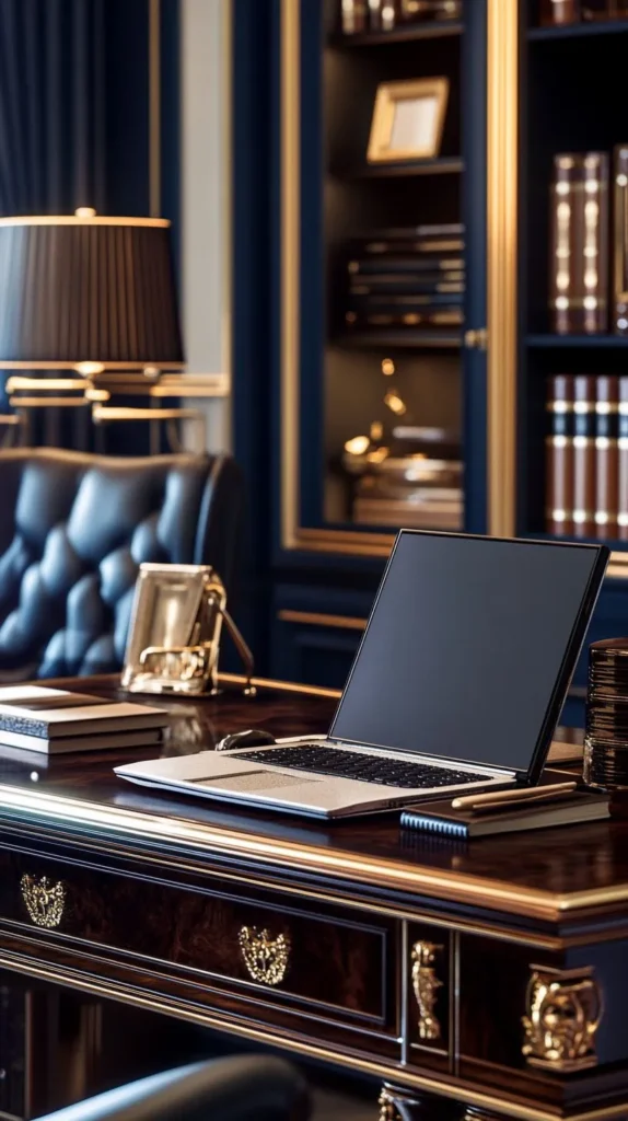 law office with laptop and legal books